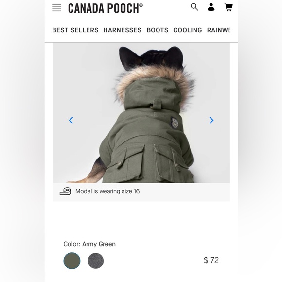 Canada Pooch Alaskan Army Parka Jacket - Size 20" Fits 33-40 LBS Dogs. - Picture 8 of 14